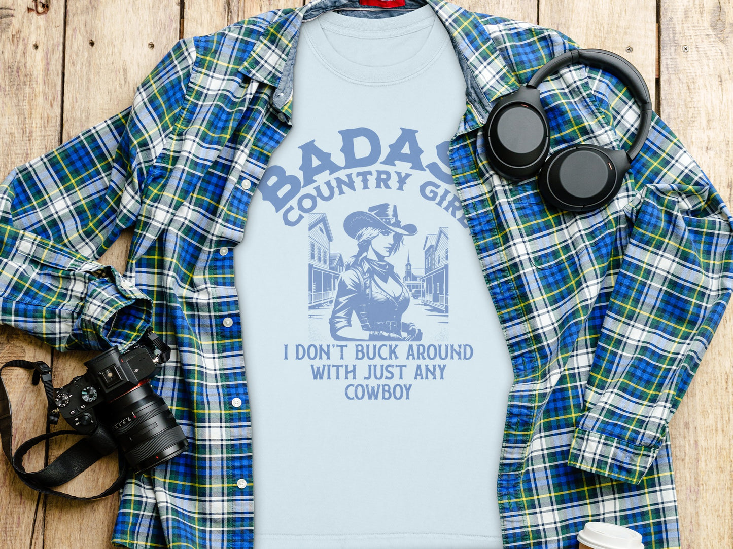 BADASS COUNTRY GIRL COWBOY FUNNY SLOGAN TSHIRT product type