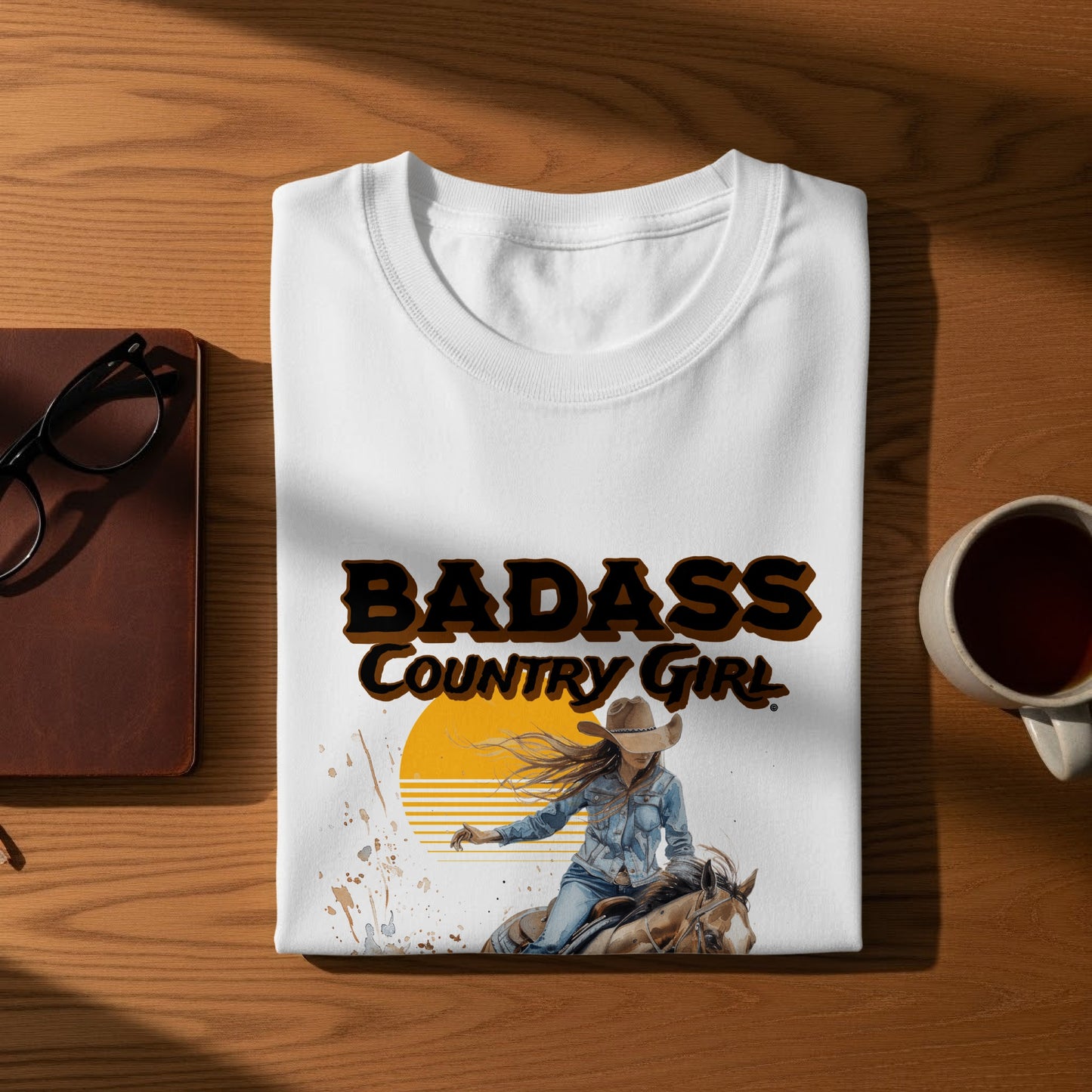 Badass Country Girl Sunset Horse Riding T-Shirt product type