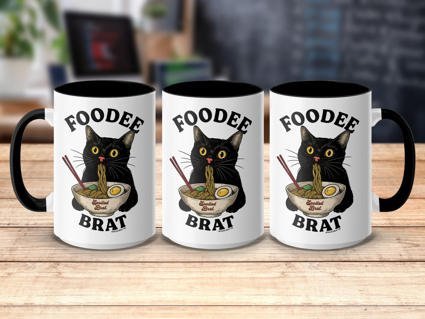 Cute Black Cat Ramen Lover Foodee Brat Mug product