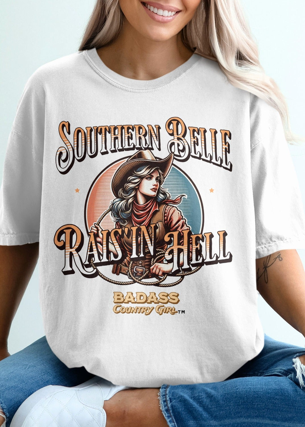 Southern Belle Raisin' Hell Badass Country Girl Shirt