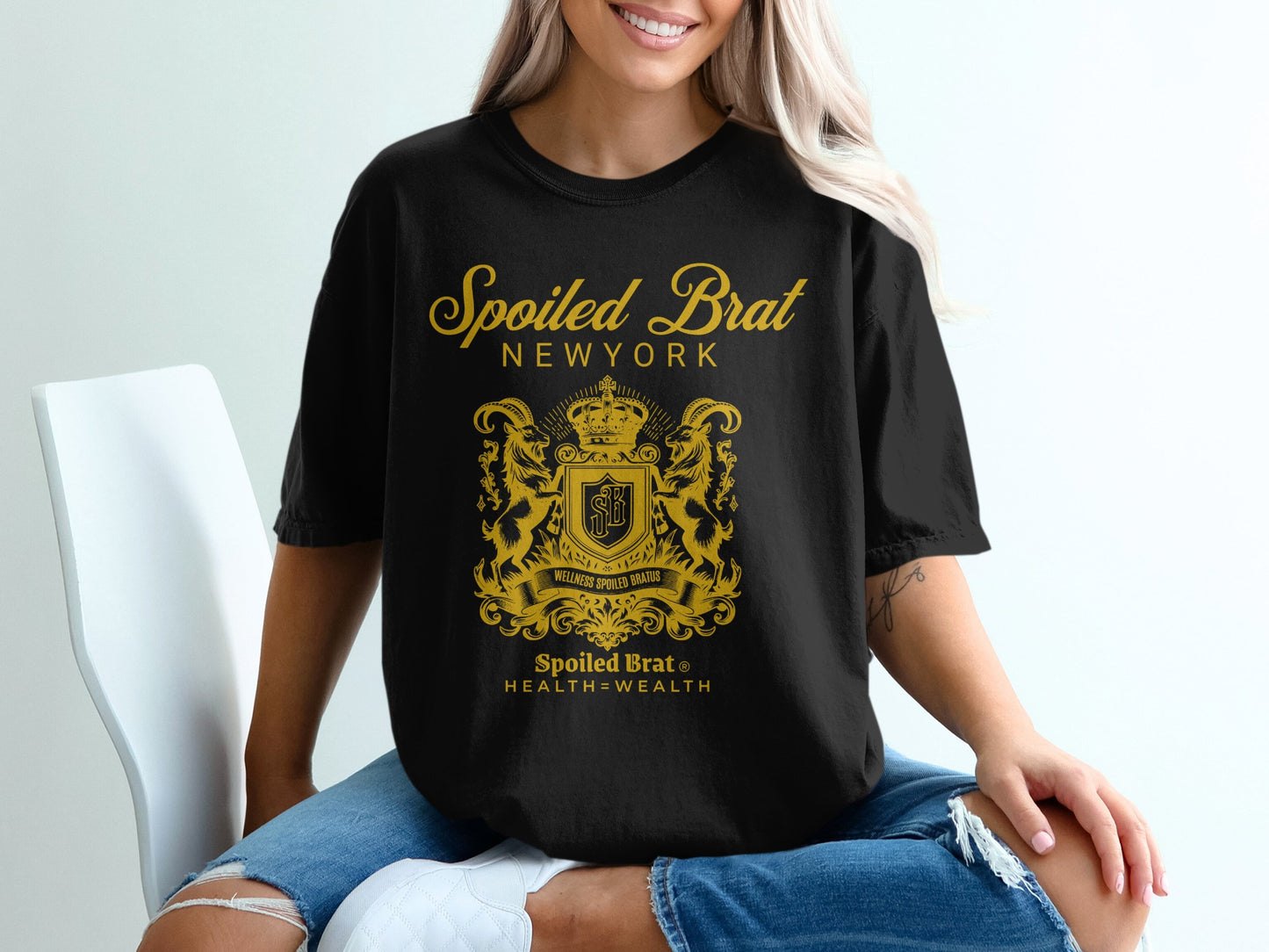 Spoiled Brat New York Health Wealth Crest T-Shirt product