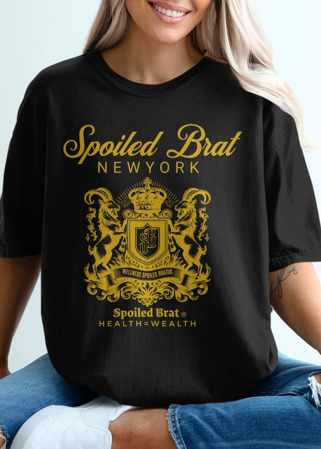 Spoiled Brat New York Health Wealth Crest T-Shirt product