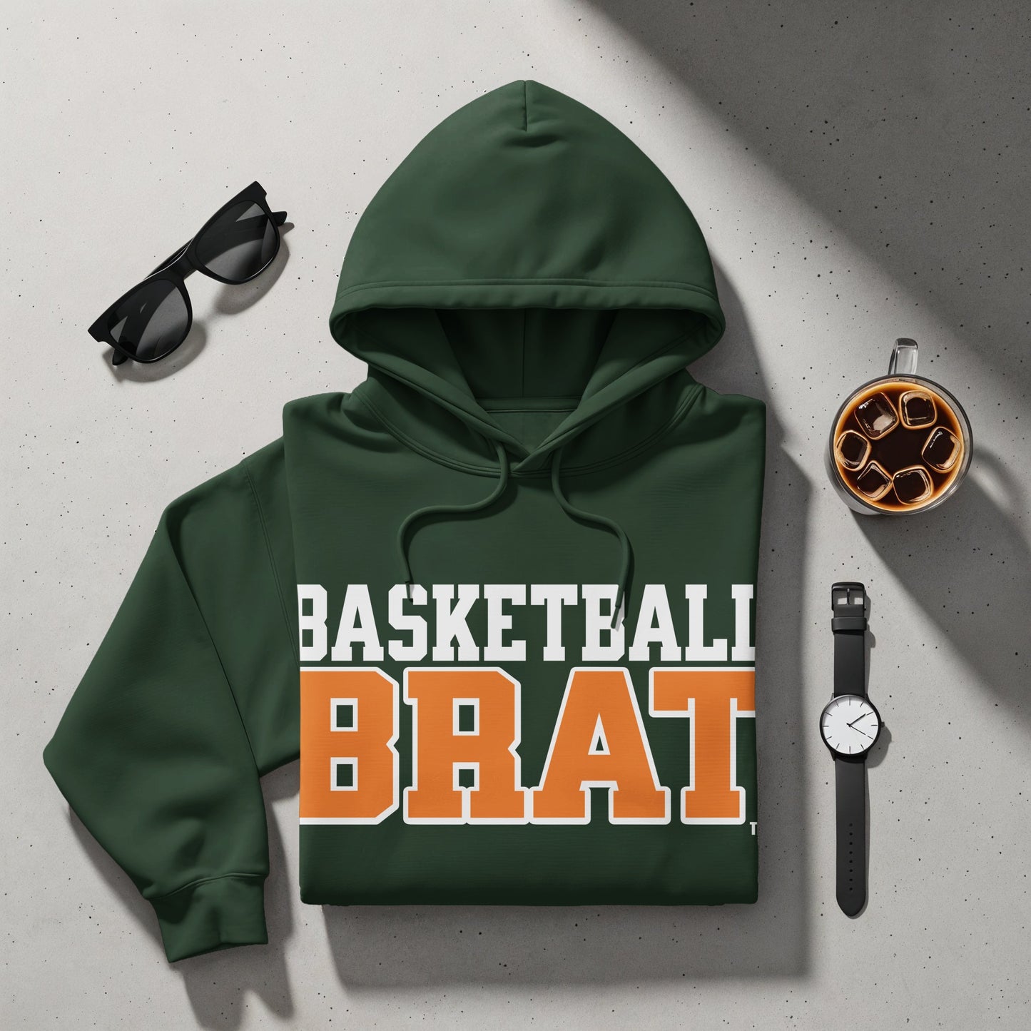 BASKETBALL BRAT Printed Green Hoodie Clothing product