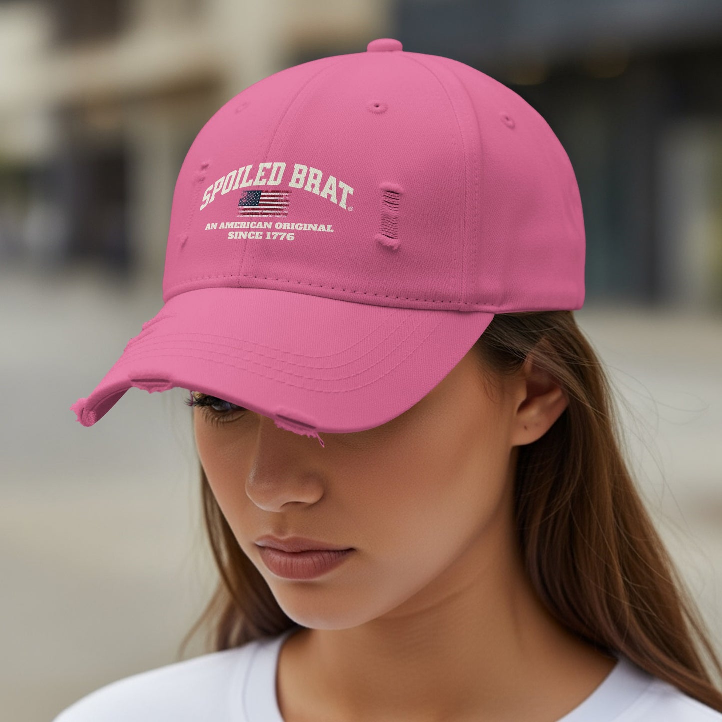 Spoiled Brat Distressed Pink Baseball Cap product