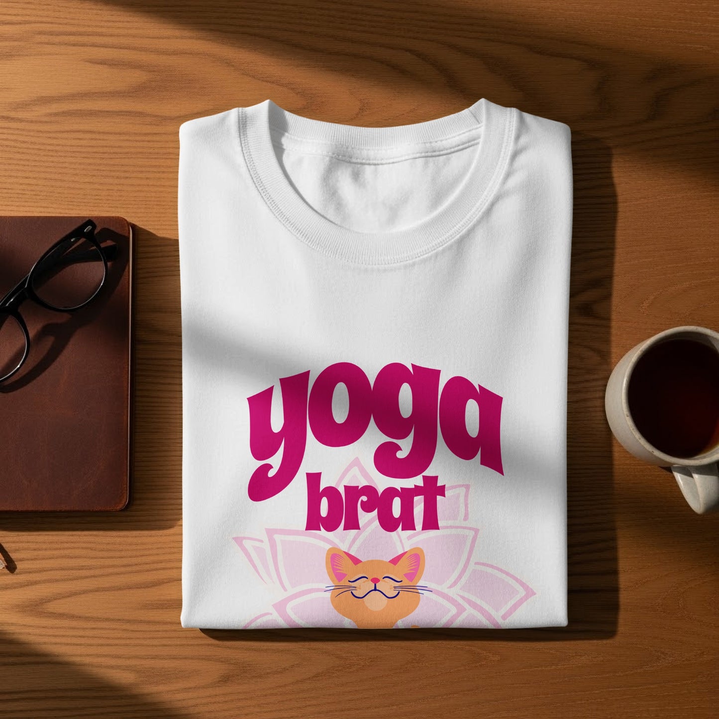 Yoga Brat Cat Themed Graphic Tee shirt product type