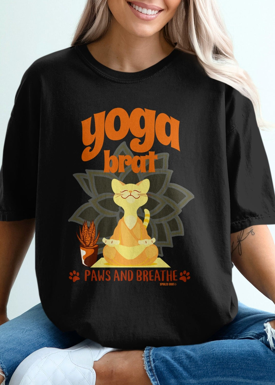 Yoga Brat Paws And Breathe Cat Design Shirt product type