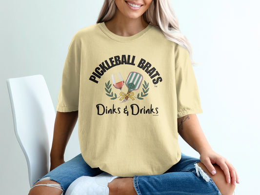 Pickleball Brats Dinks and Drinks Graphic Tee