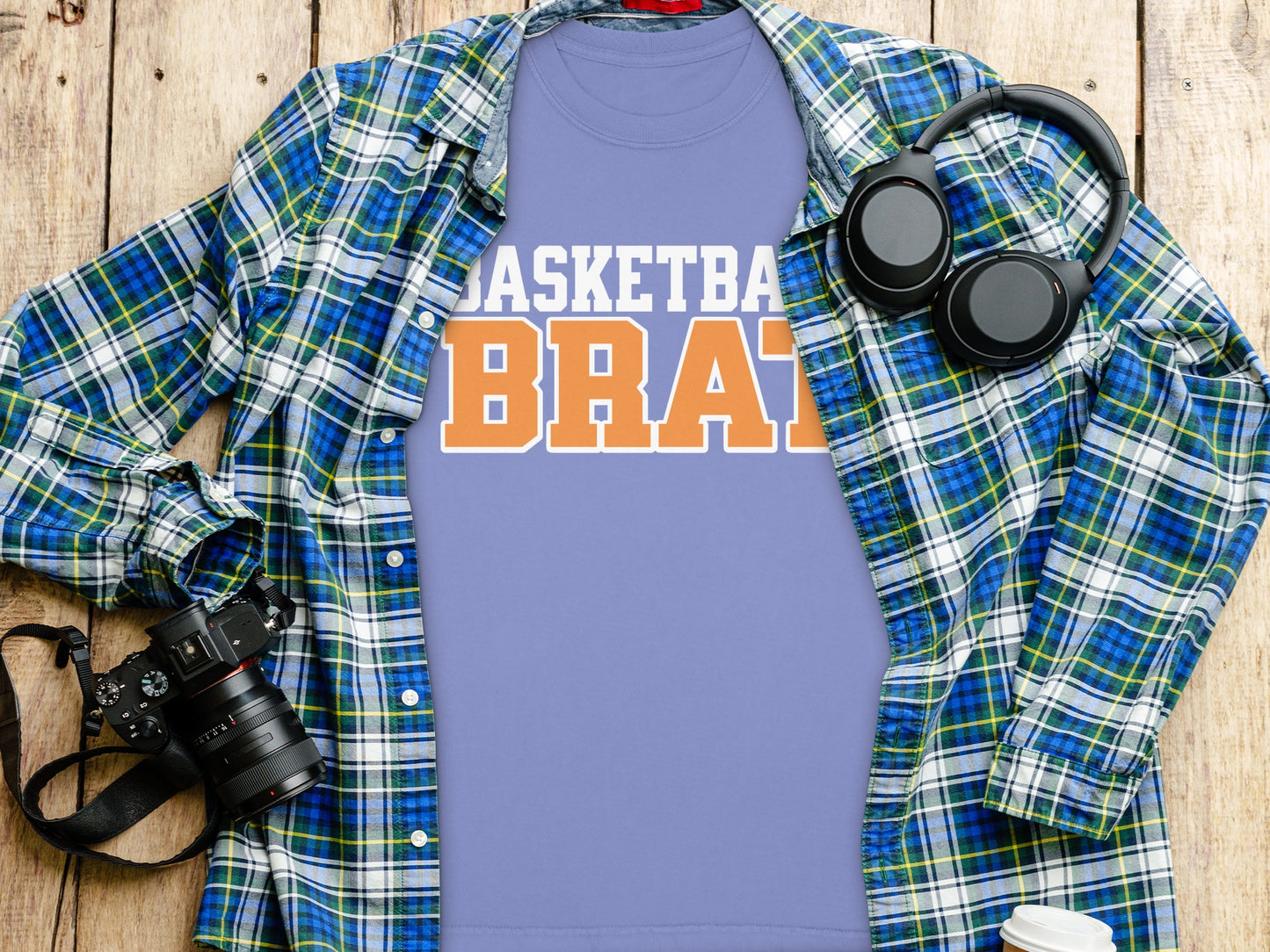 Basketball Brain Shirt with Blue and Green Plaid product
