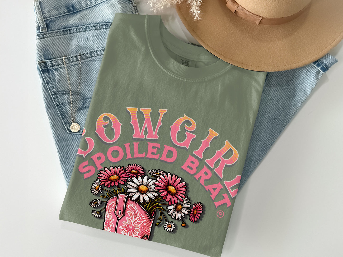 Cowgirl spoiled brat floral themed printed product type
