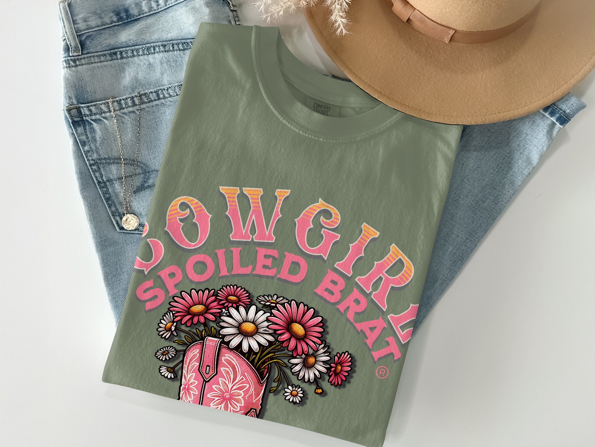 Cowgirl spoiled brat floral themed printed product type