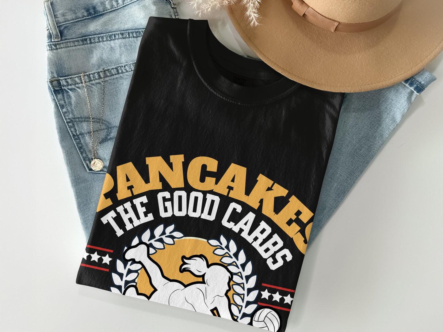 Pancakes The Good Carbs Graphic Tee Shirt product type