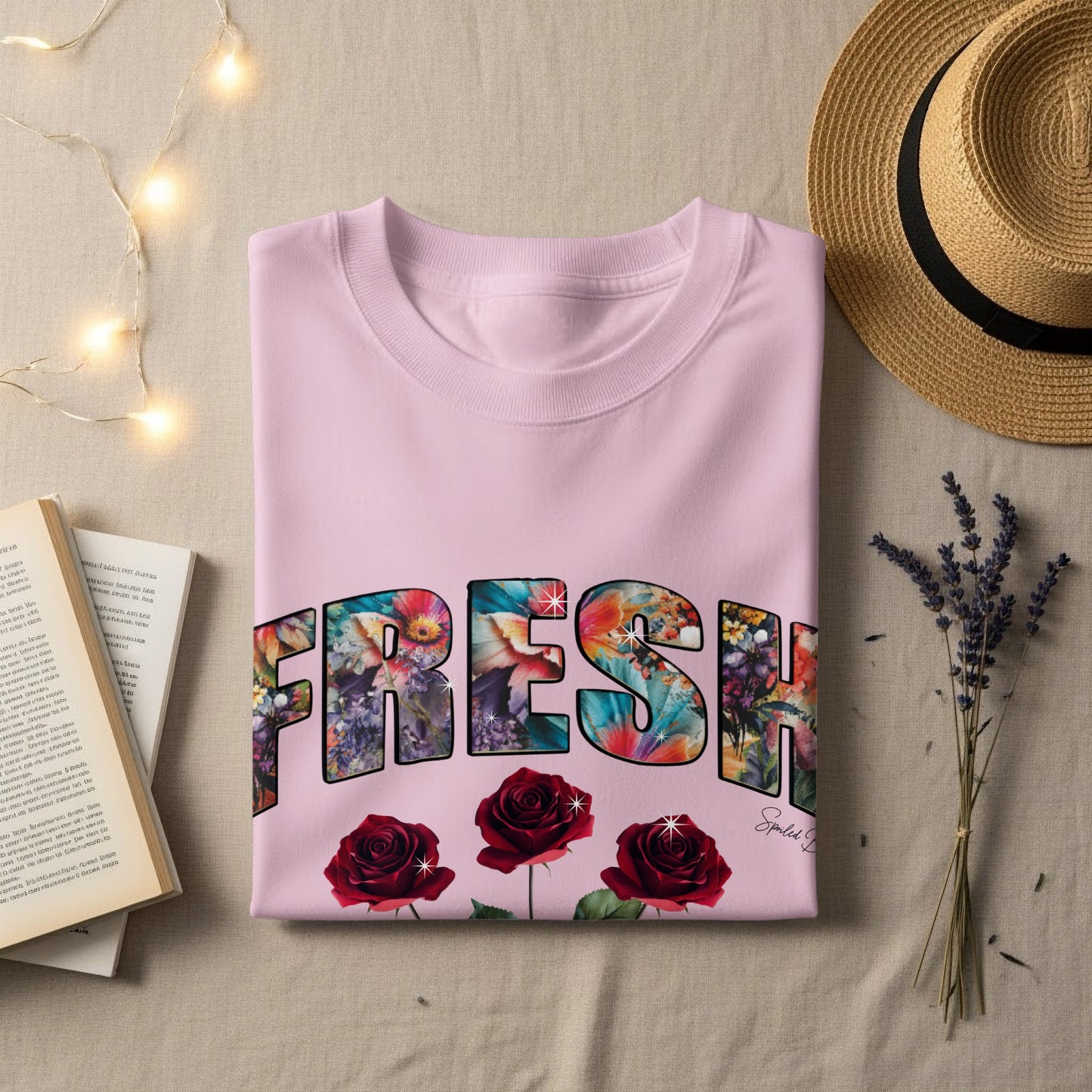 Fresh Graphic Roses Floral Print T-Shirt Product Type