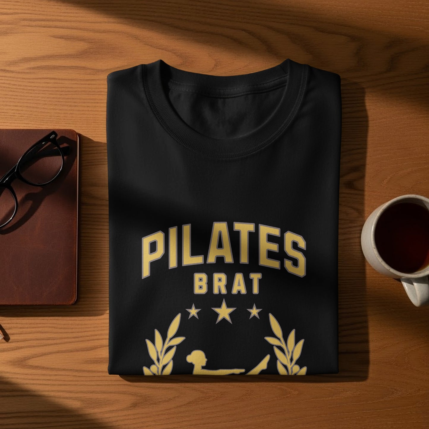Pilates Brat Stars Graphic Black T-shirt product