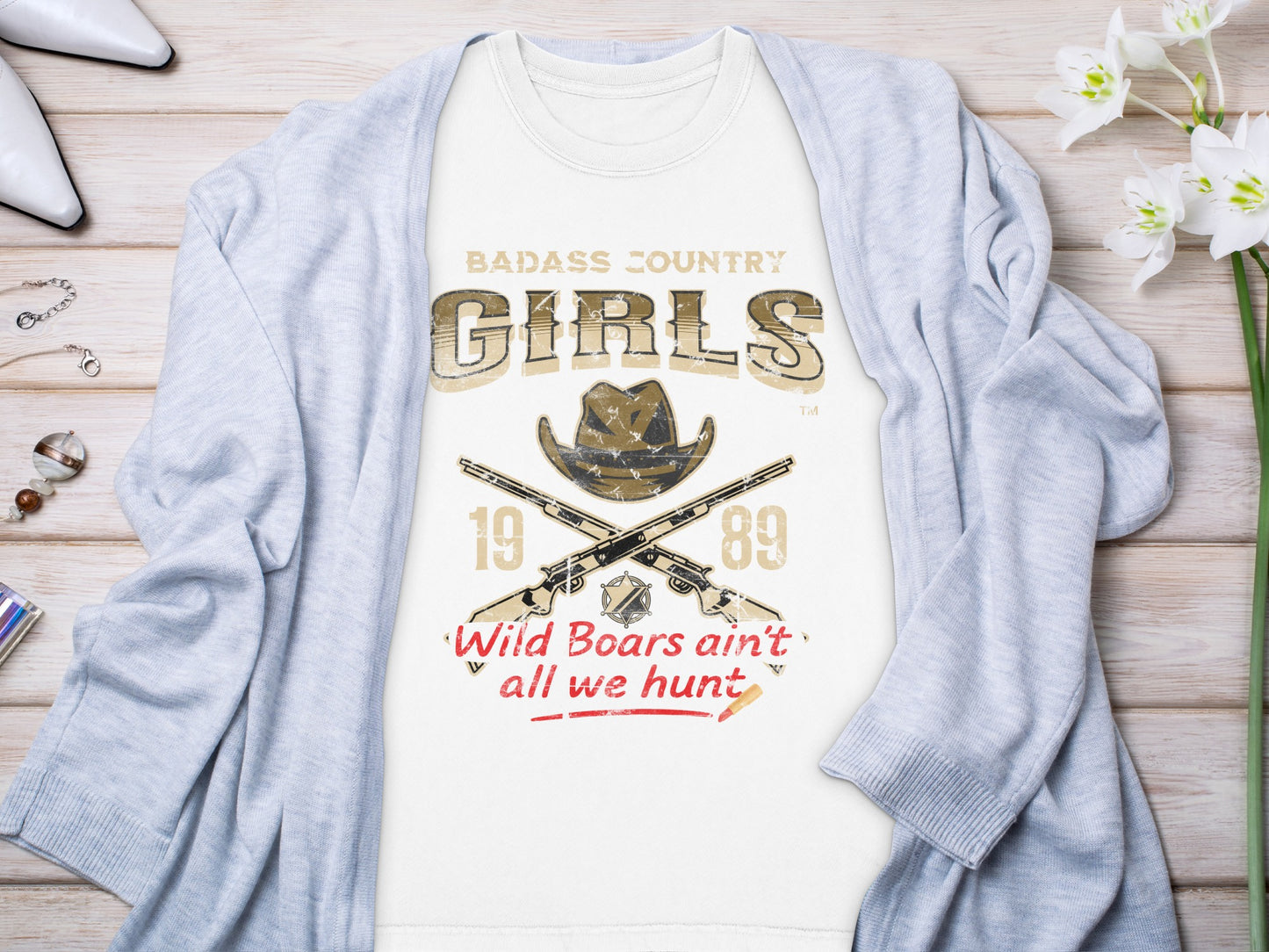 Badass Country Girls Wild Boars Hunt 1989 Shirt product type