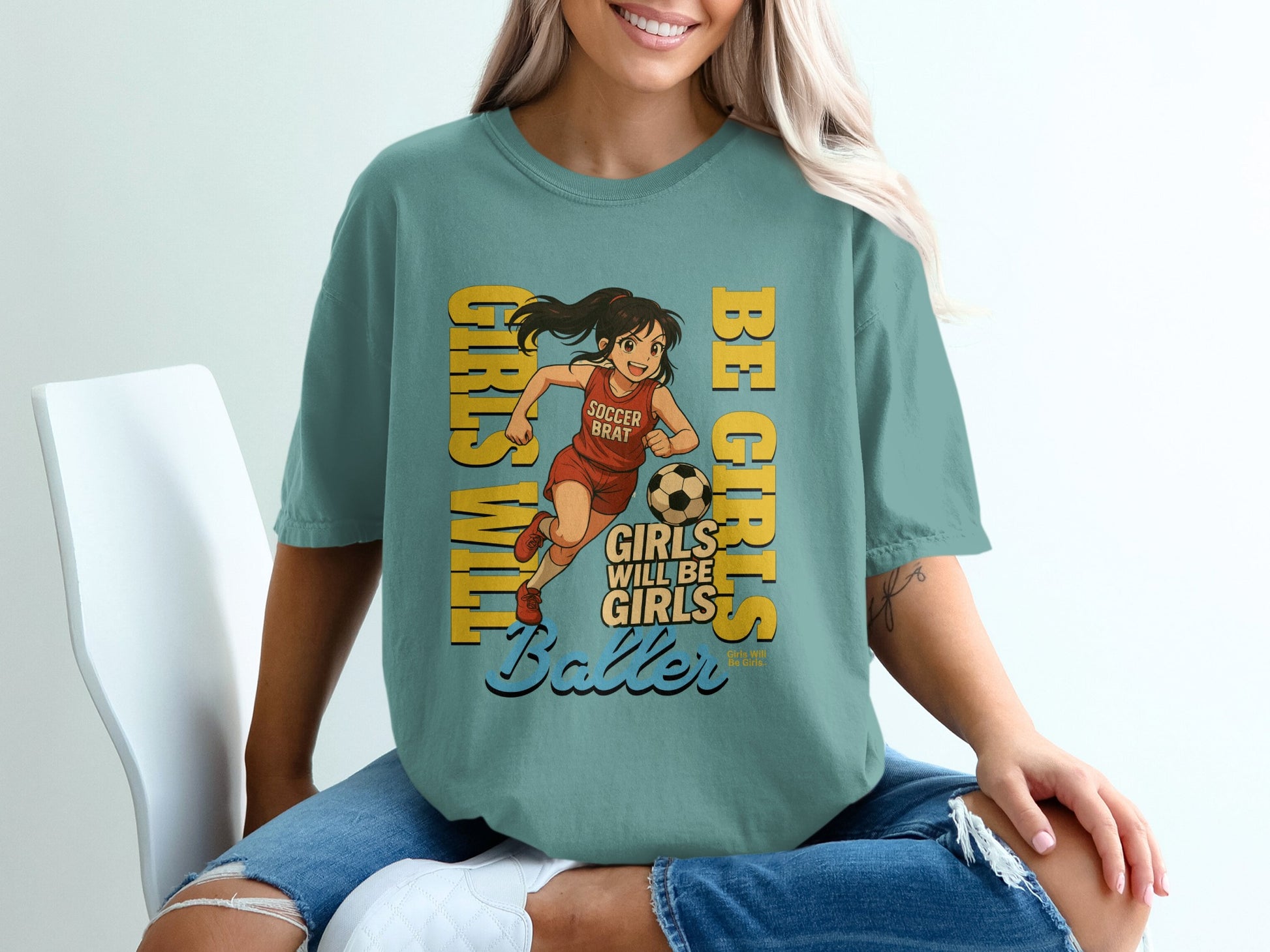 Girls Will Be Girls Soccer Baller Graphic T-Shirt product