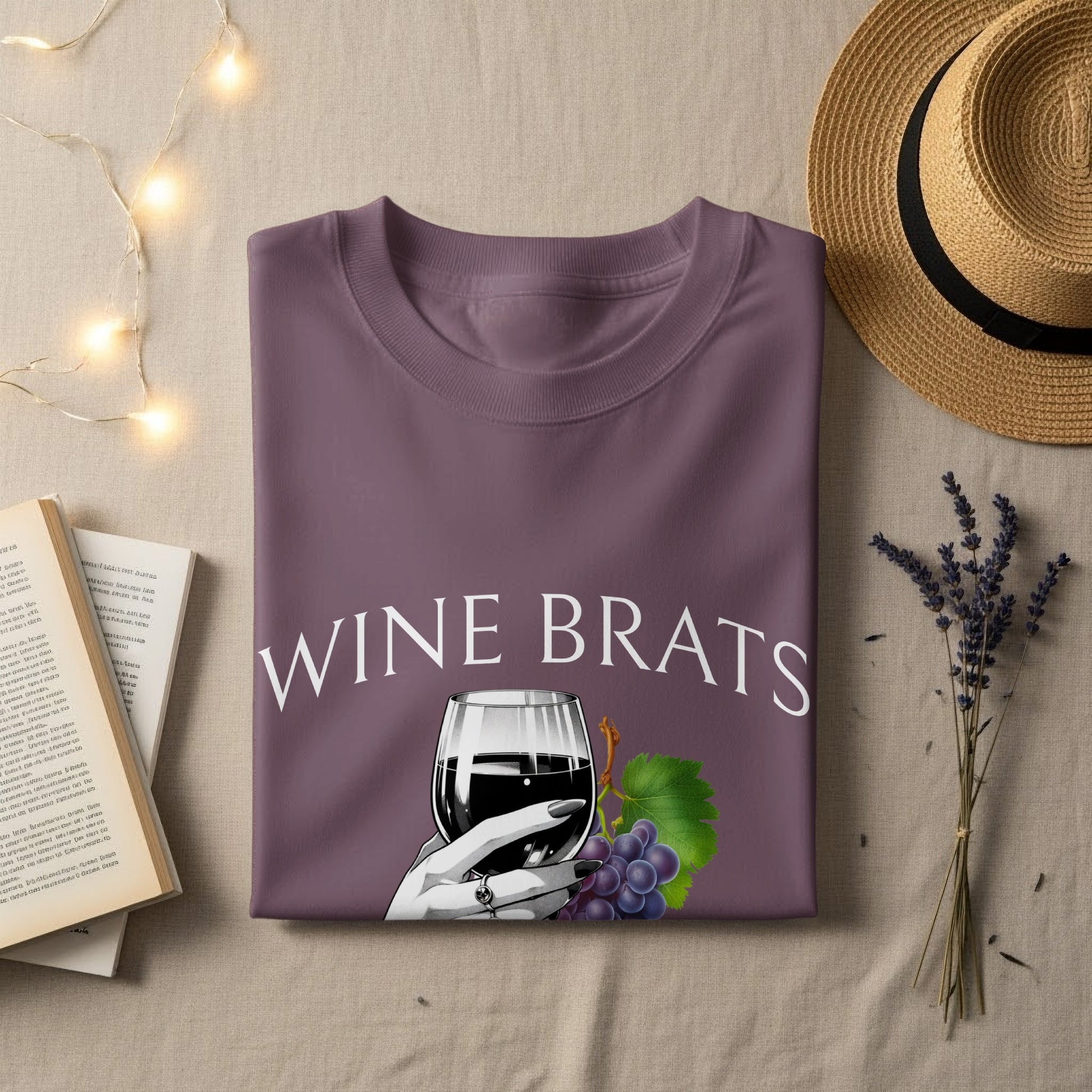 Wine Brats T-Shirt with Wine and Grapes Design product type