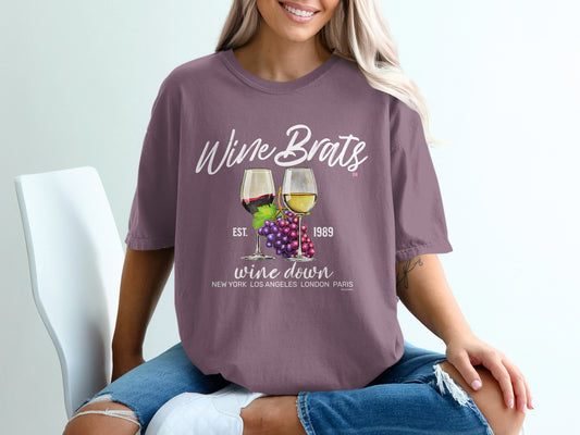 Wine Brats Wine Down EST. 1989 Graphic Tee