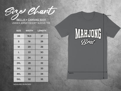 BELLA + CANVAS 3001 unisex jersey size chart with width and length measurements.