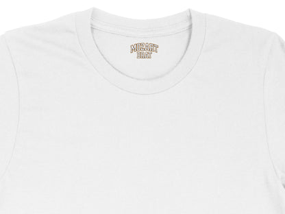 White t-shirt with "MOZART BRAT" logo printed on the collar.