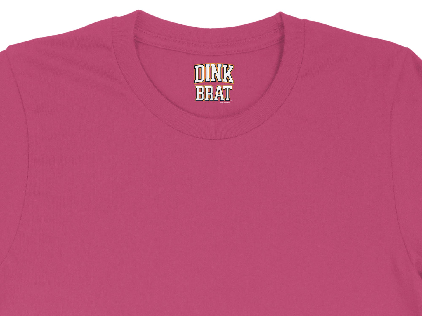 Pink t-shirt with DINK BRAT logo on the neck tag