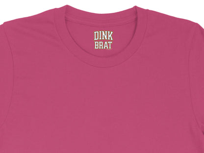 Pink t-shirt with DINK BRAT logo on the neck tag