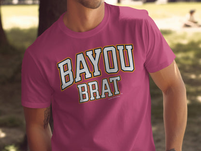 Berry t-shirt with "Bayou Brat" text and "Another Spoiled Brat" logo.