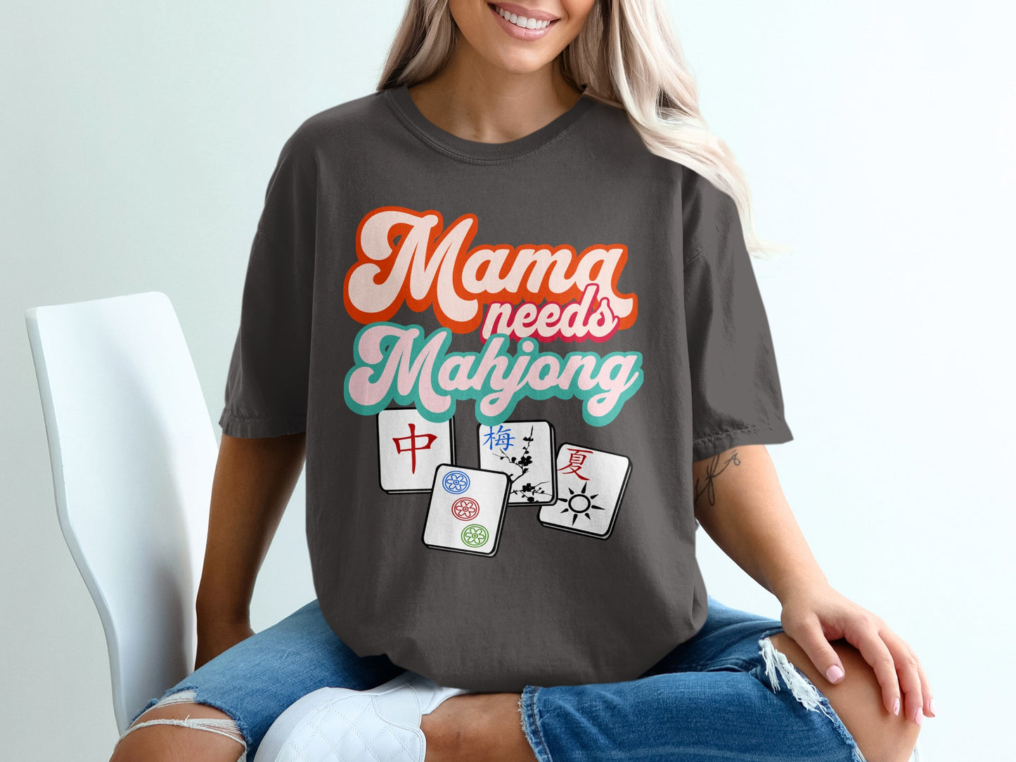 Mama Needs Mahjong Graphic Tee Shirt