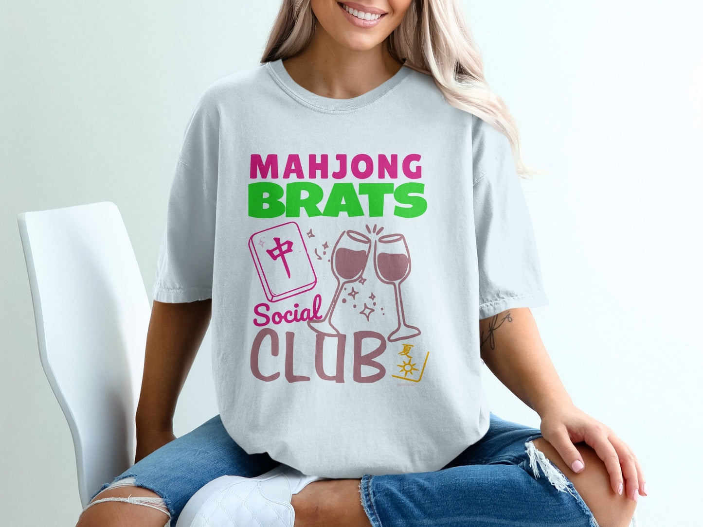 MAHJONG BRATS Social CLUB Mahjong Tile Wine Glasses product type