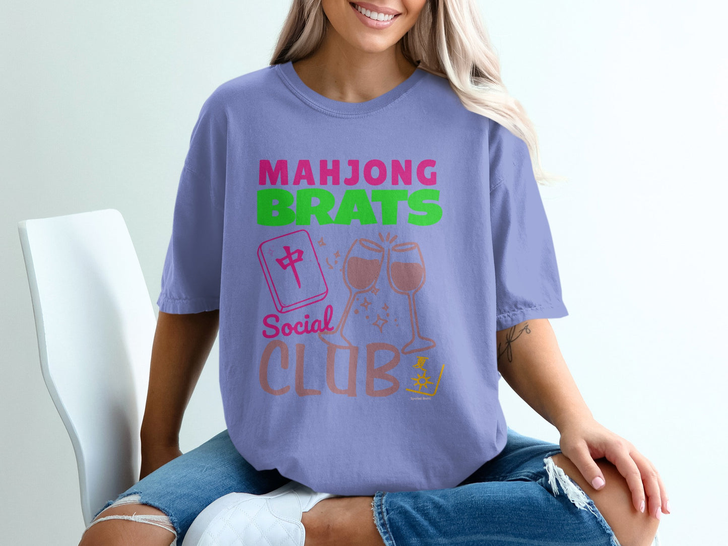 Mahjong Brats Social Club Tile Glasses Graphic T-Shirt