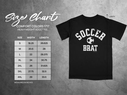 Soccer Brat Heavyweight Adult Tee Shirt Size Chart