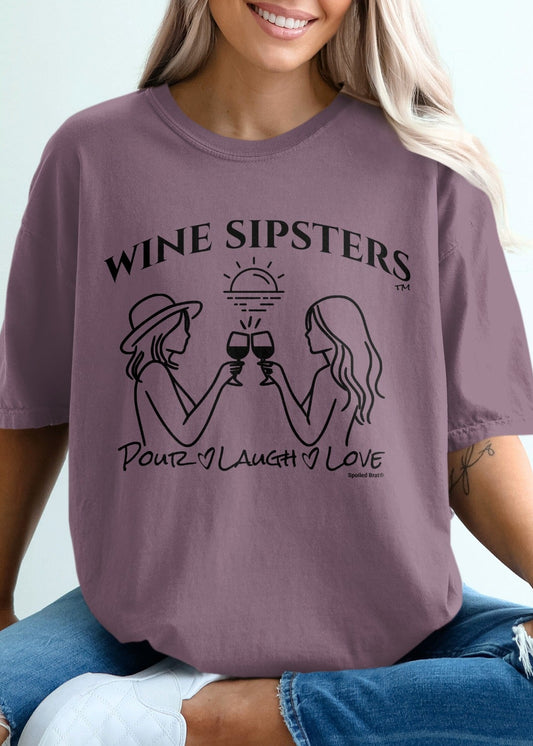 WINE SIPSTERS POUR LAUGH LOVE Sunset Graphic product type
Wine Sipsters
Pour Laugh Love
Wine Lover
Friendship Theme
Sunset Graphic
Women Toasting
Wine Glass Art
Beverage Design
Girls Night Out
Relaxed Style
Casual Apparel
Graphic Print
Unique Design
Gift Idea
Party Attire
Summer Vibes
Vacation Ready
Happy Hour
Drink Wine
Group Friends