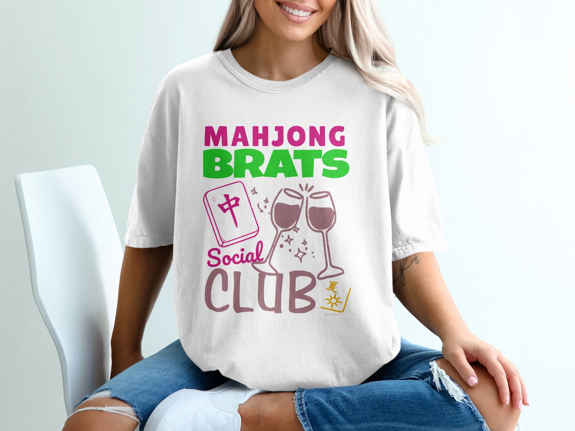 MAHJONG BRATS Social CLUB Mahjong Wine Sweatshirt