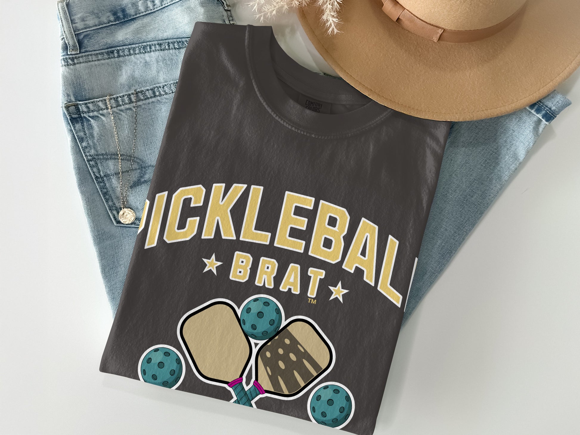 Pickleball Brat Graphic Tee fun pickleball T-shirt