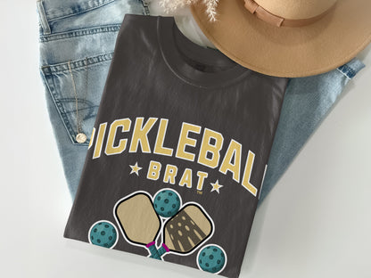 Pickleball Brat Graphic Tee fun pickleball T-shirt