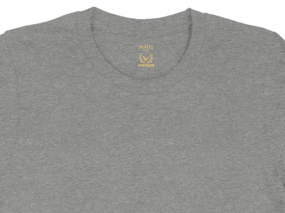 Grey t-shirt with "PILATES BRAT" logo and "Bend Don't Break" text.
