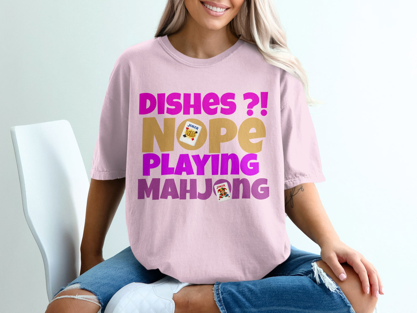 DISHES ?! NOPE PLAYING MAHJONG JOKER CARD SWEATSHIRT