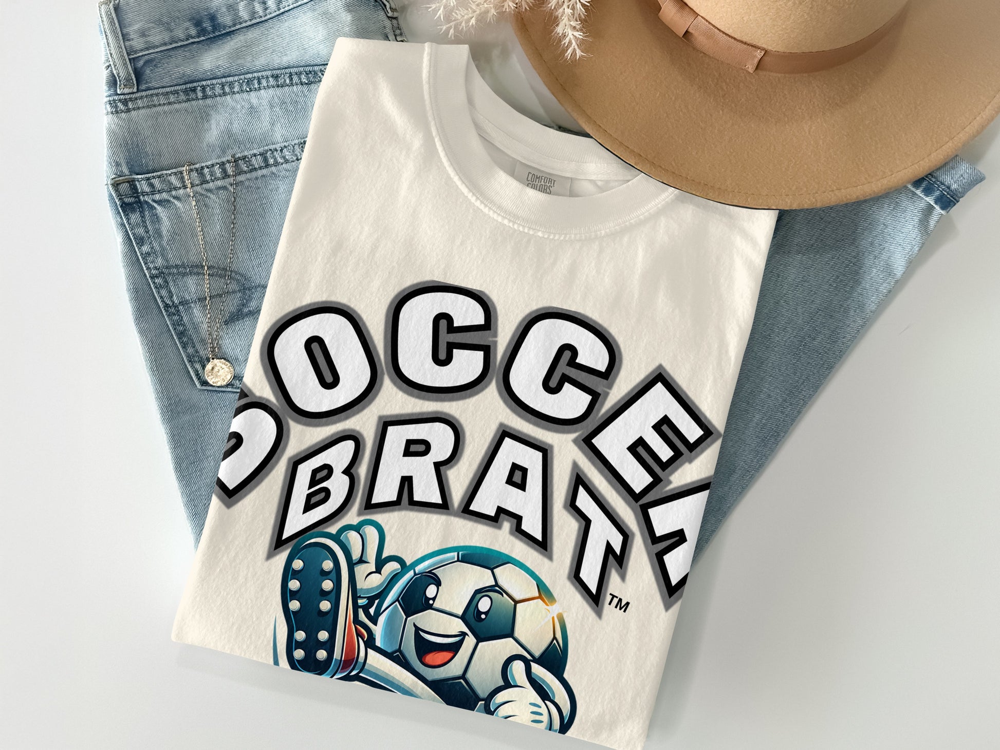 Soccer Brat Graphic Tee with Cartoon Soccer Character