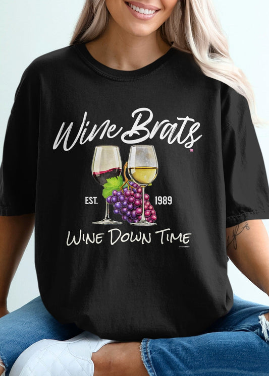Wine Brats Wine Down Time Vintage Style Shirt