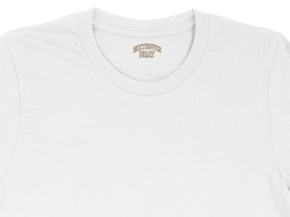 White t-shirt with "BEETHOVEN BRAT" text on the neck label.