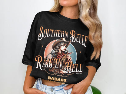 Southern Belle Raisin Hell Cowboy Graphic T-shirt product type