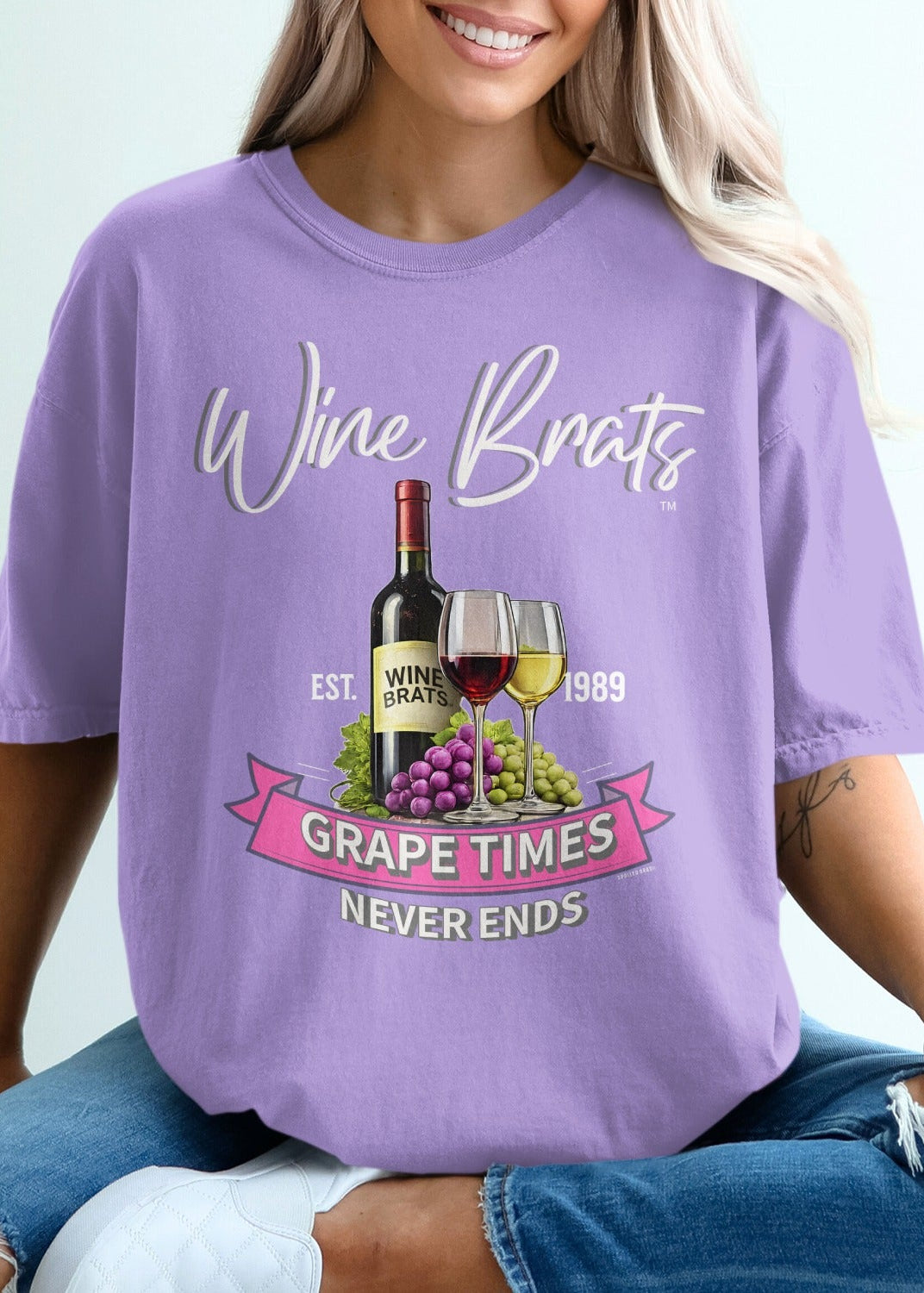 Wine Brats Grape Times Never Ends Graphic Tee Shirt