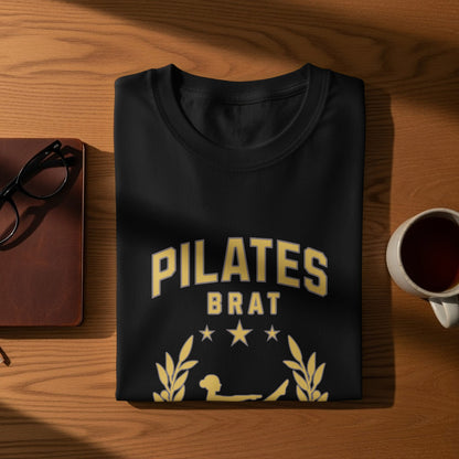 Pilates Brat Stars Graphic Black T-shirt product