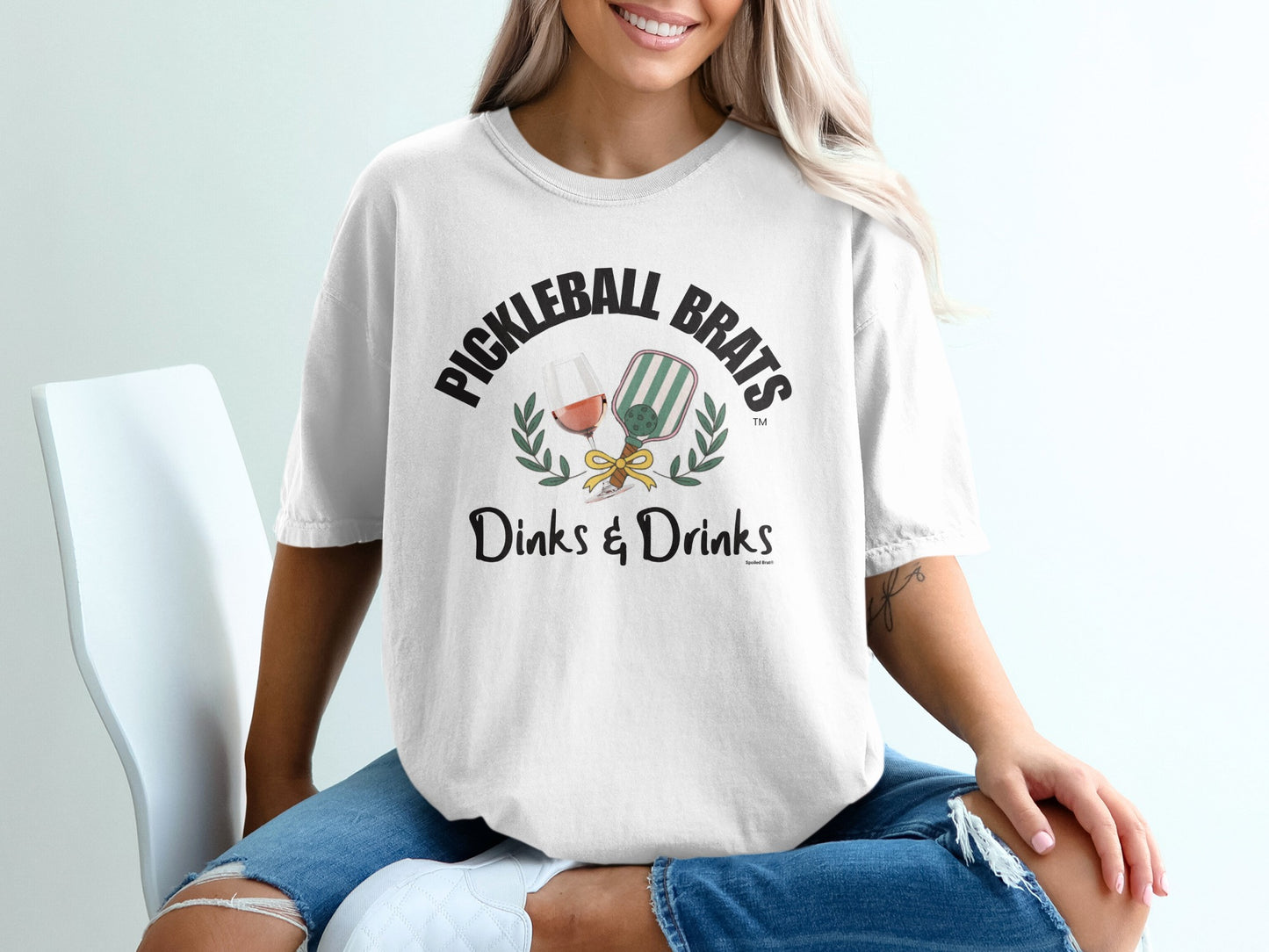 Pickleball Brats Dinks and Drinks Tee for Sport Fans