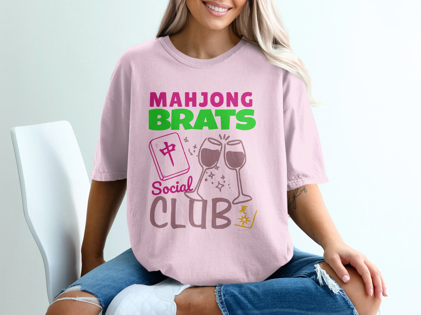 MAHJONG BRATS Social CLUB Game Night Fun T-shirt