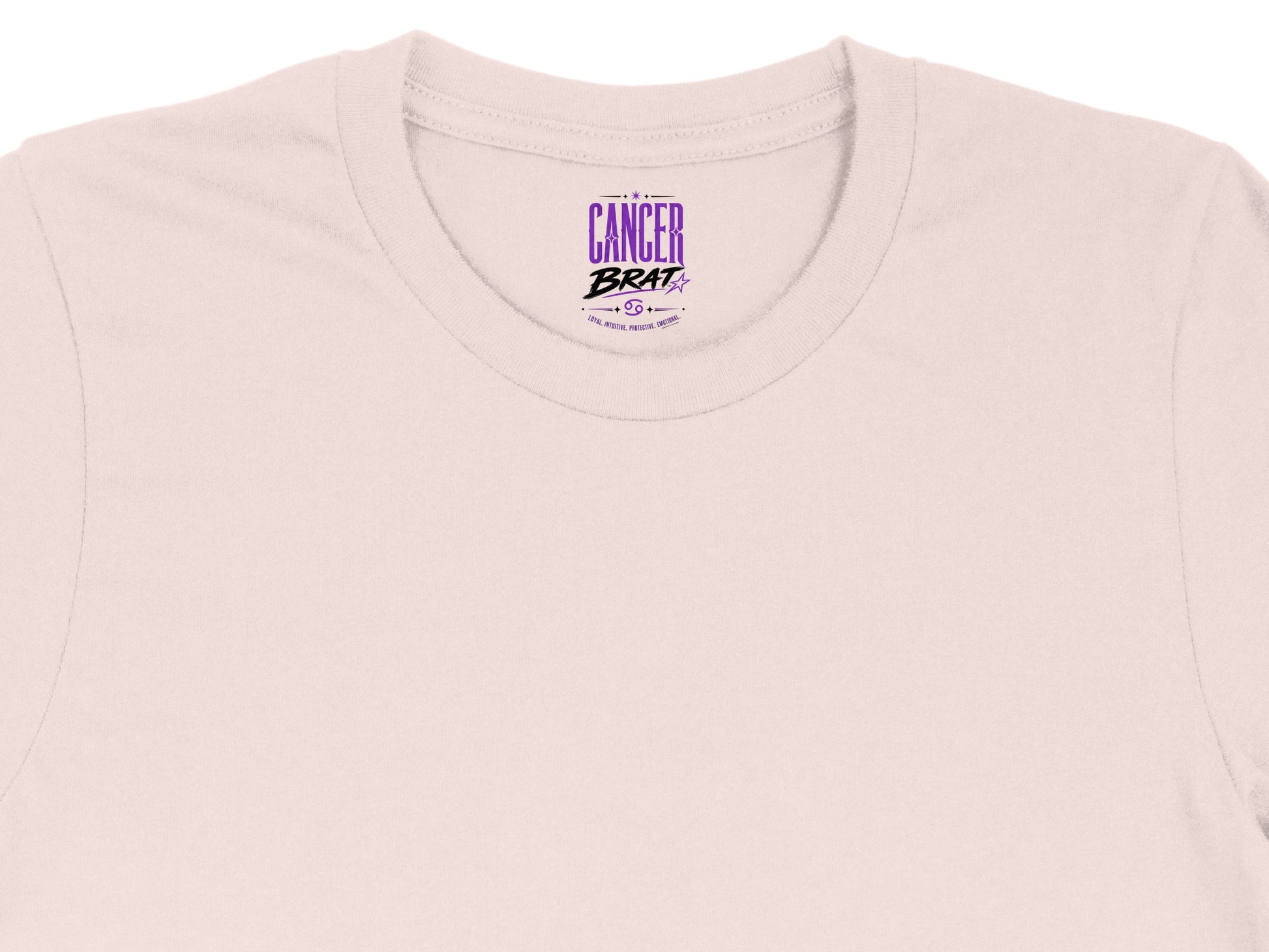 Bell sleeve top with "Cancer Brat" and zodiac characteristics printed on the tag.