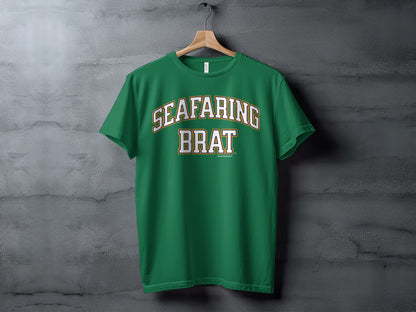 Green t-shirt with text "SEAFARING BRAT" and smaller text "Another Spoiled Brat®".