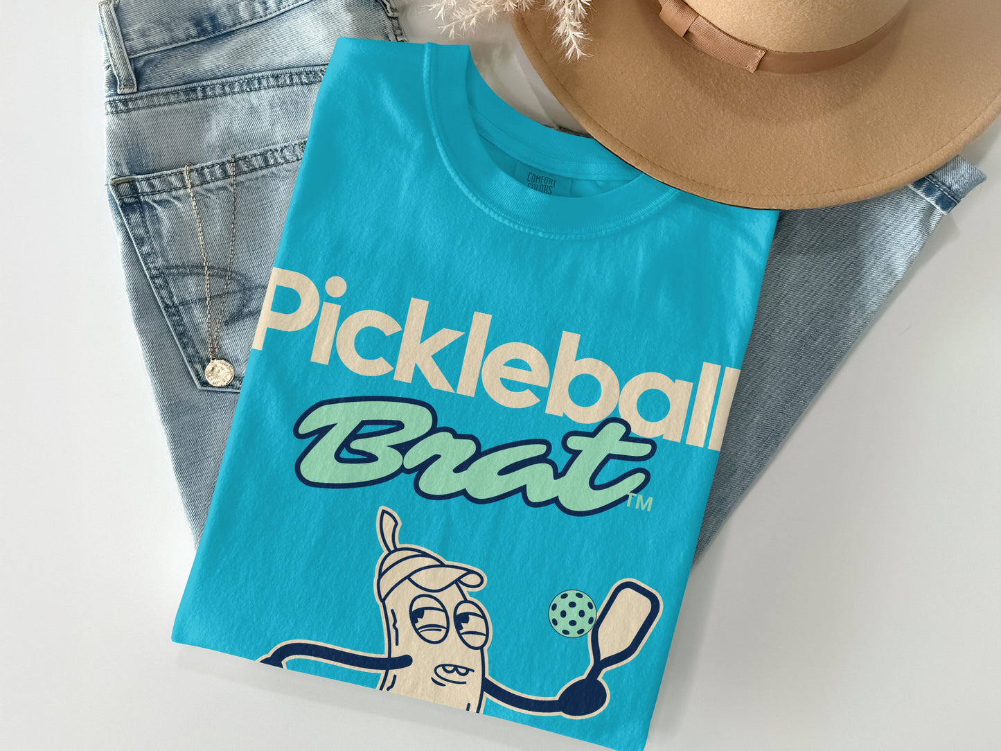 Pickleball Brat Blue Graphic T-shirt Fun Sports Tee
