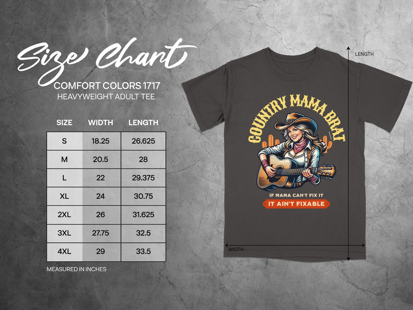 Country Mama Brat Graphic Heavyweight Adult Tee