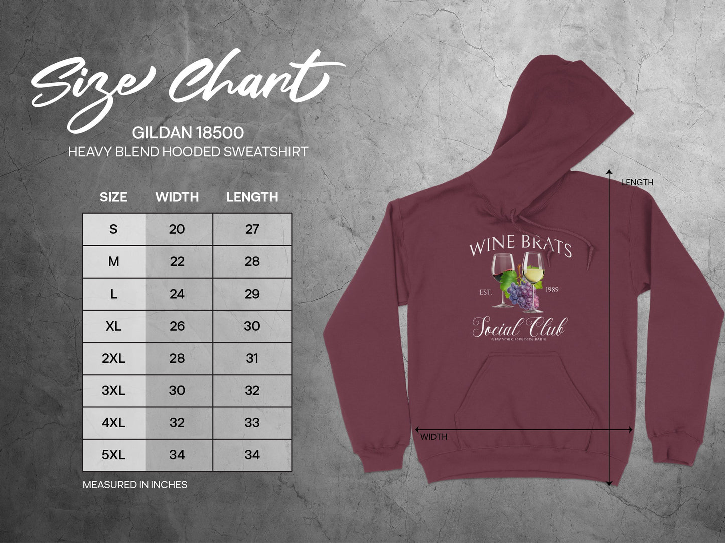 Wine Brats Social Club Gildan 18500 Hooded Sweatshirt