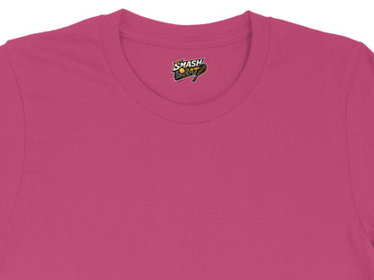 Pink t-shirt with "Smash Brat" tennis logo on the chest.